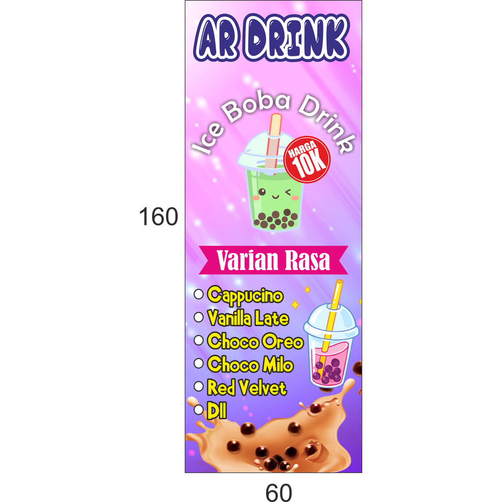 Spanduk Boba / Spanduk Cafe / Spanduk Cimory / Spanduk Kekinian / Spanduk Thai Tea / Spanduk Minuman