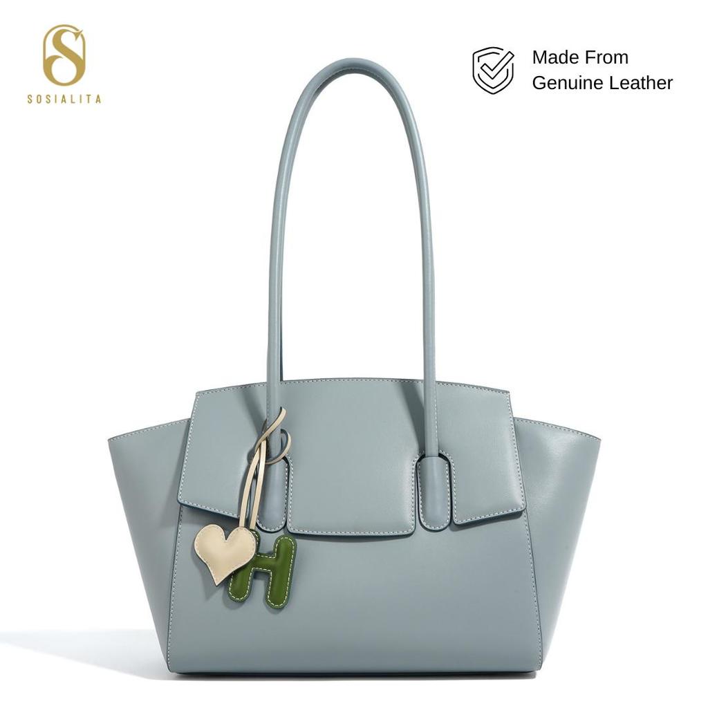 Porter Long Handle Tote Genuine Leather Bag Tas Kulit Asli Tas Kerja Wanita Tas Bahu