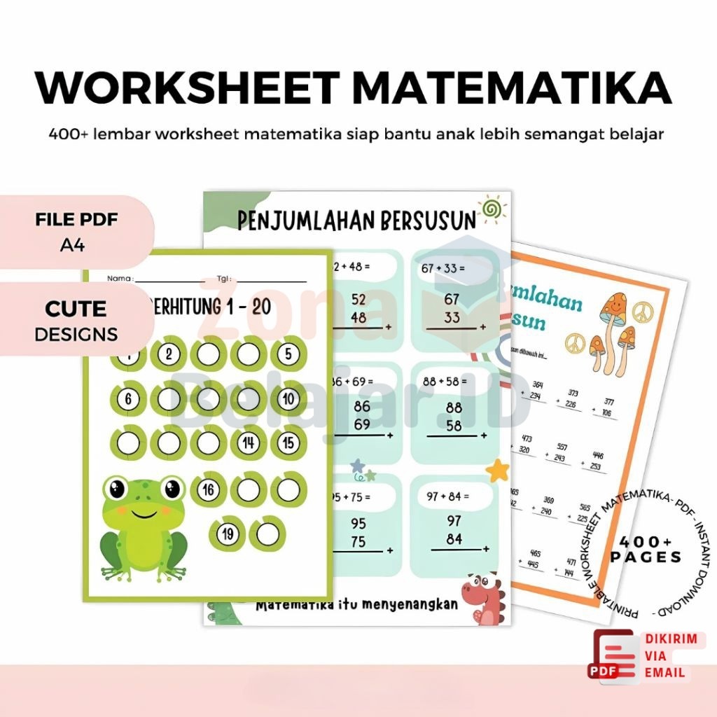 400++ Printable Worksheet Matematika Anak TK & SD | Latihan Soal Berhitung Lengkap | Belajar Angka