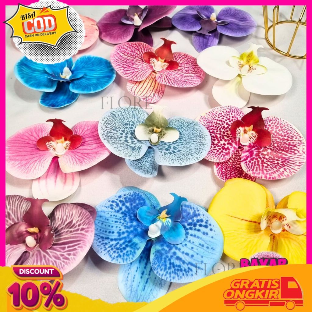 CANTIK BUNGA ANGGREK BAHAN LATEX ARTIFICIAL / HIASAN MAHAR / BUNGA ANGGREK SATUAN (KN-434) FLORE