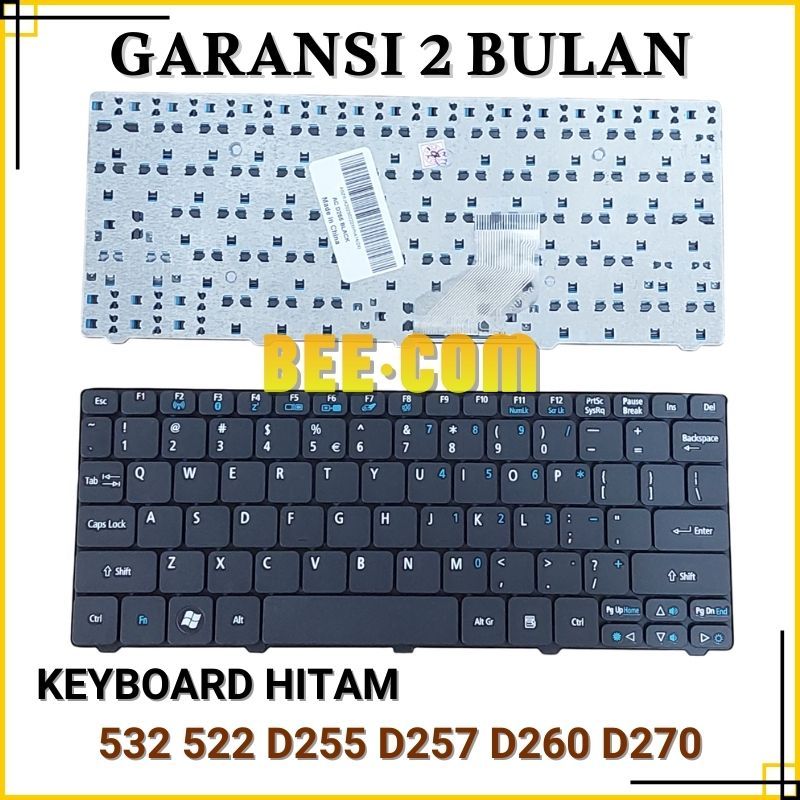 Keyboard For ACER ASPIRE ONE 532 D250 D260 D270 522 Series HITAM -BEE