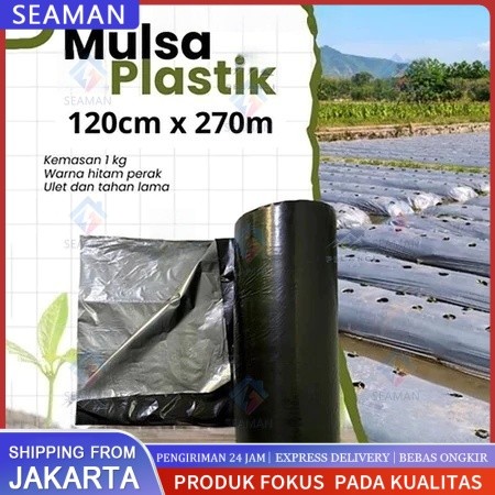 Per Roll Mulsa Hitam Perak Lebar 60cm-120cm/Mulsa Hitam Perak 1 Roll Panjang 250meter/Mulsa Hitam Pe