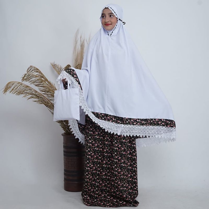 MUKENA SANTRI RENDA LOVE PUTIH | MUKENA DEWASA