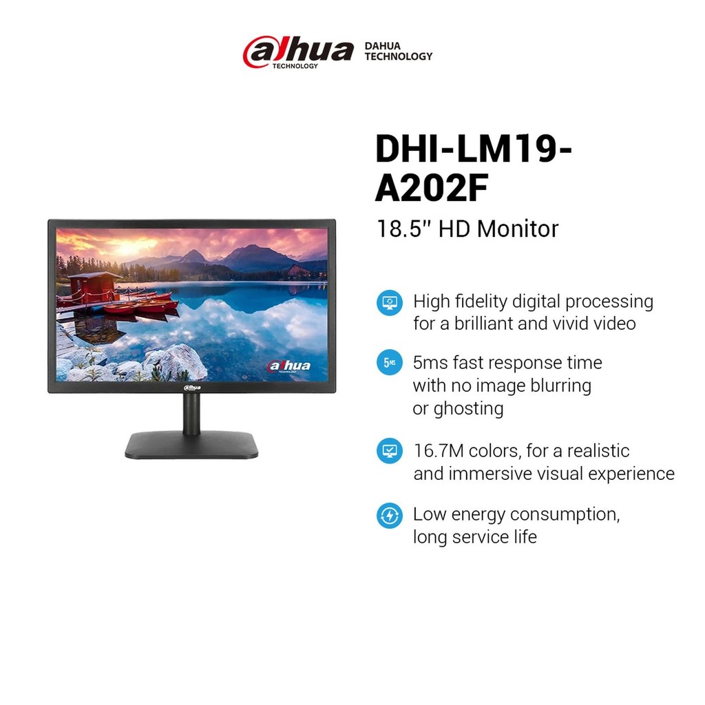 Dahua DHI-LM19-A202F Monitor Komputer PC 19" Inch HDMI Cable Power Adapter Pedestal Hanging Bracket 