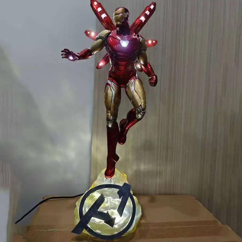Marvel Iron Man Mk85 45cm Led Light Up Figure With 2 Head Sculpts Statue With Interchangeable Head S