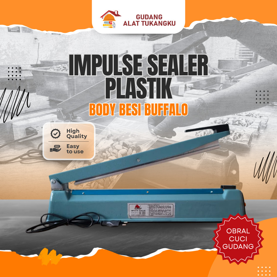 Mesin Press Plastik Buffalo / Impulse Sealer Plastik Buffalo Body Besi Mesin Press Plastik Perekat K