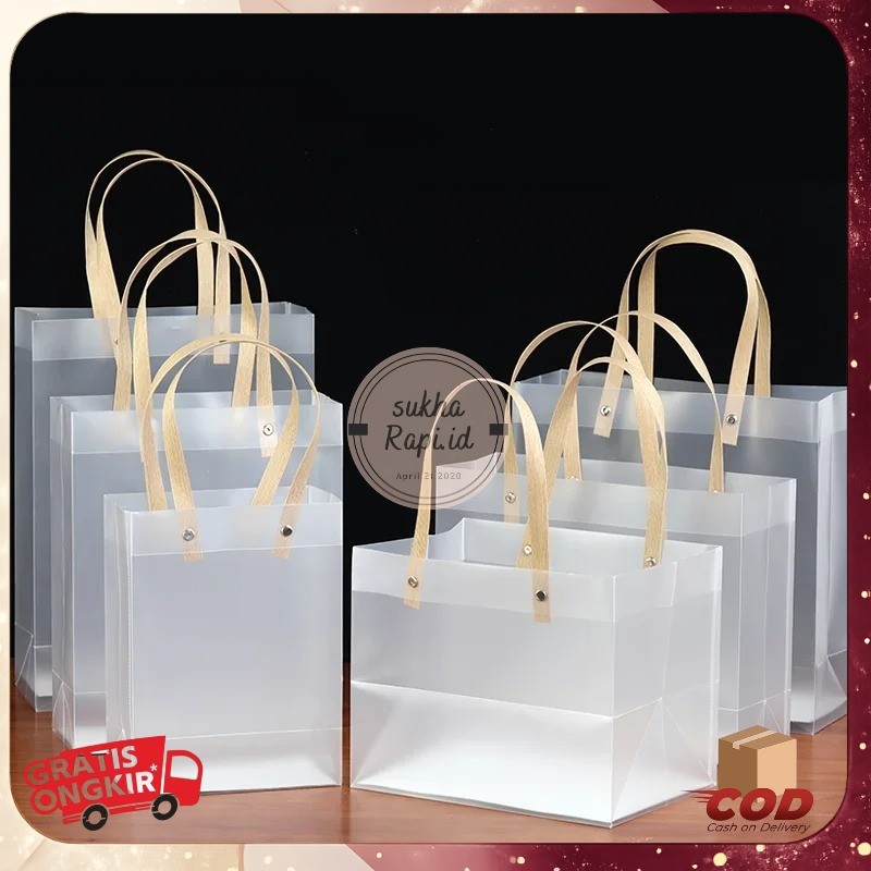 Premium Tas Hampers Goodie Bag Tas Mika Hampers Toples Jar Tas Hampers Doff Gagang Kayu Rotan Premiu