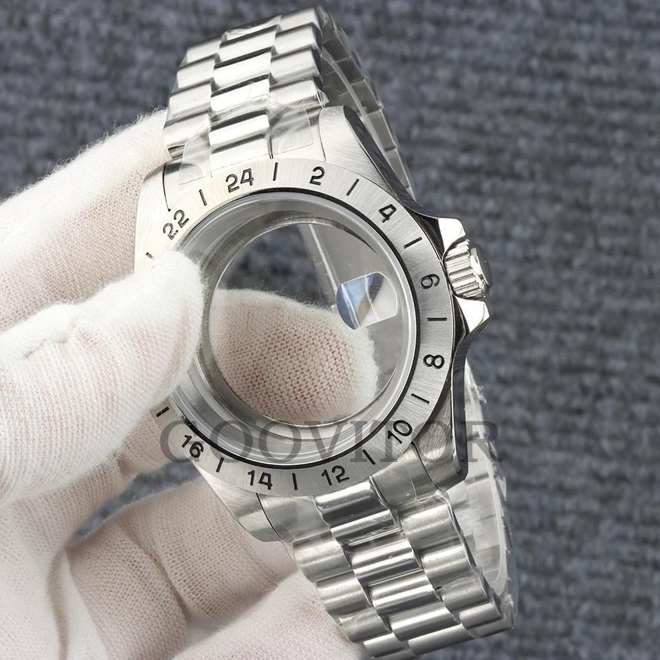 Casing NH35 39mm untuk Explore 2, bezel solid, kaca safir, tali Jubilee/Presidential, cocok untuk me