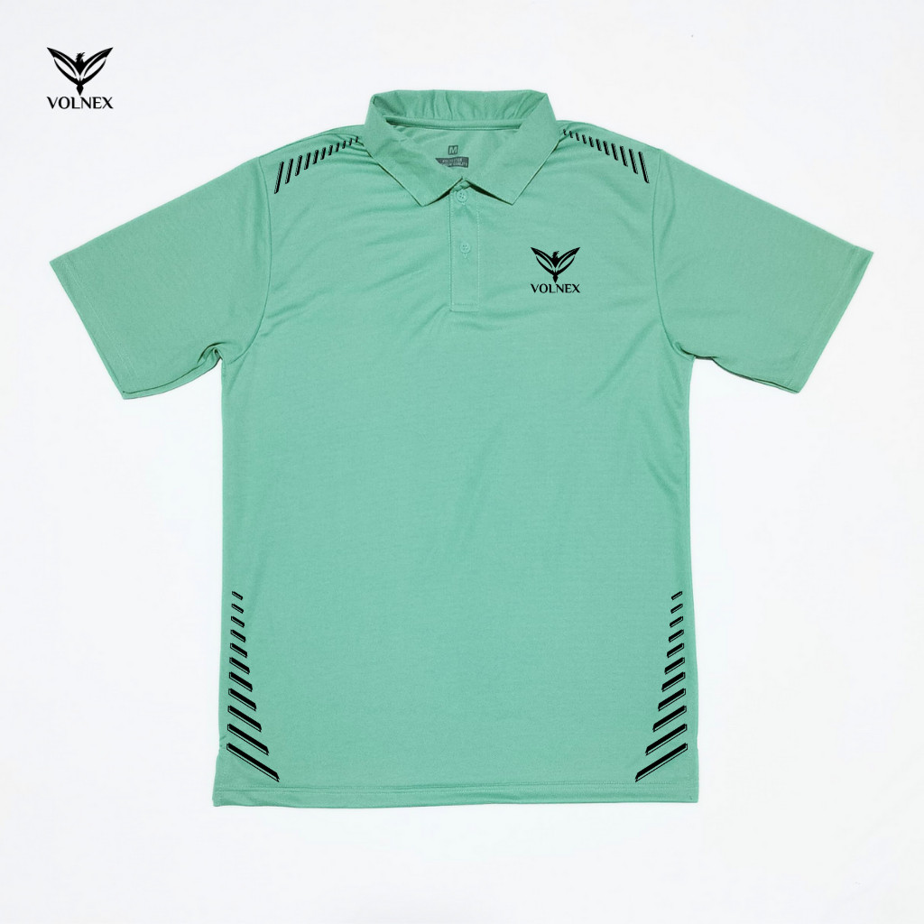 VOLNEX Baju Atasan Pria Olahraga badminton,tennis,golf Kaos Berkerah Kancing Sablon VL022