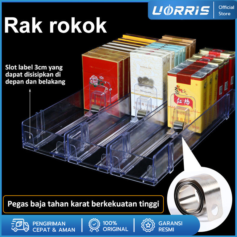 6pcs Pusher Rokok 28cm Rak Rokok Acrylic Automatik Pusher Akrilik Dengan Pendorong 1 Baris Pusher Ro