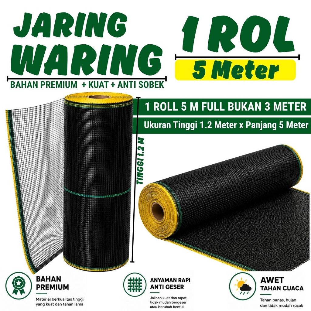 WARING JARING PAGAR TANAMAN PAGAR AYAM PANJANG 5 METER X TINGGI 1,2 METER JARING WARING ANYAMAN RAPI