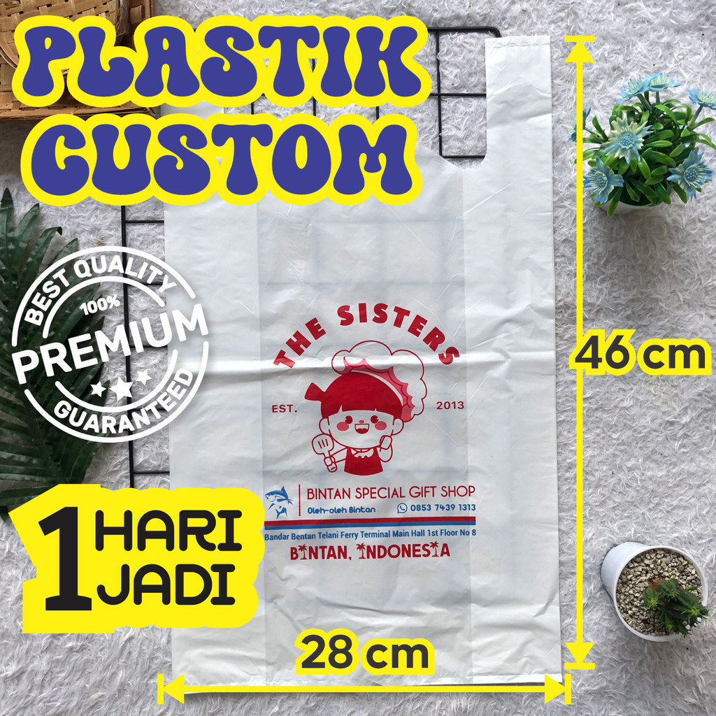 Kantong Kresek Sablon 28 x 46 x 11 cm CUSTOM LOGO FREE DESIGN