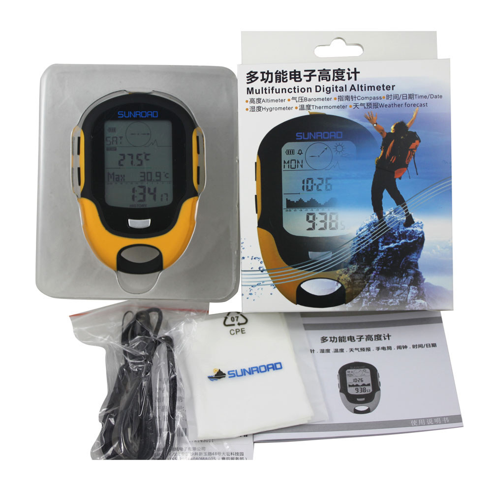 Multifunction LCD gital Altimeter Barometer  Thermometer Hygrometer Weather Forecast LED Torch Multi