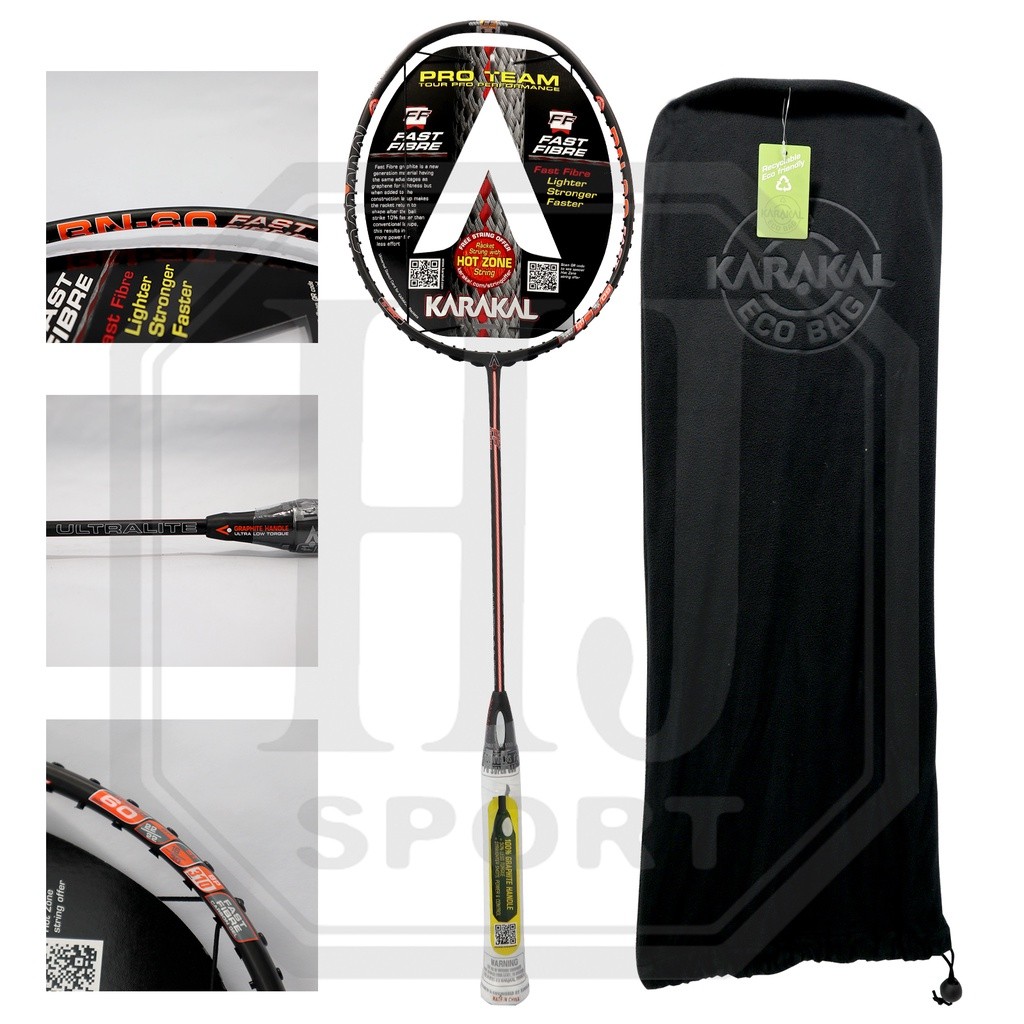 Raket Original Karakal BN60  BN 60 Bonus Senar Tas Kaos Badminton