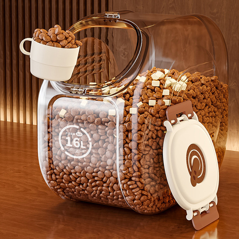 5/10kg Large Capacity Cat Dog Food Storage Container Airtight Sealing Transparent Dry Cat Food Box w