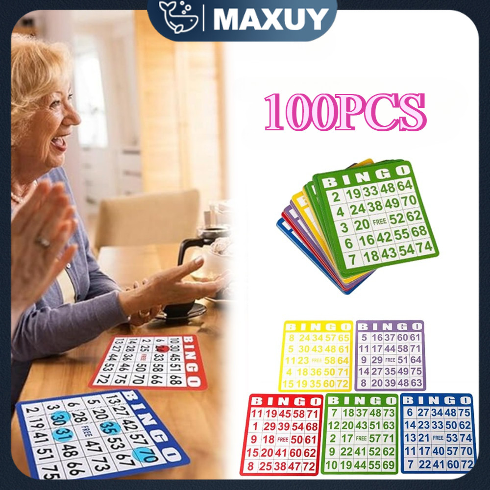 100Pcs Bingo Game Kartu Bingo Lengkap Set Permainan Bingo Nomor Bingo Papan Bingo Besar 5 Warna Bing