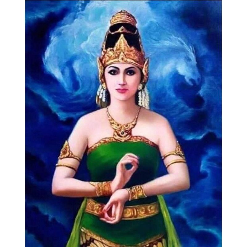 Lukisan cetak Nyai Roro Kidul plus bingkai ukuran 65*45 murah