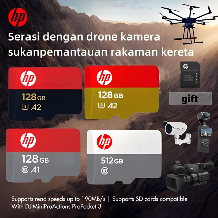 HP Ultra A1 / Extreme A2 / Extreme Pro A2 microSD Memory Card with Adapter (32GB-2TB) 200MBPS
