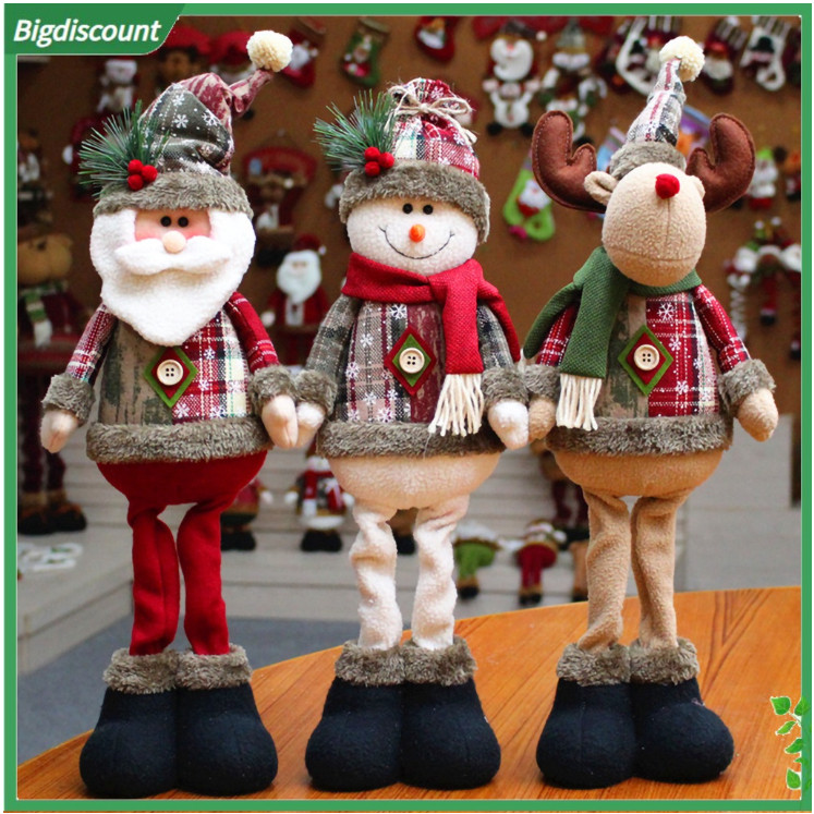 RANUWI Aksesoris Pohon Natal Boneka Santa Rusa Manusia Salju Beruang Kaki Bisa di Regangkan Aksesori