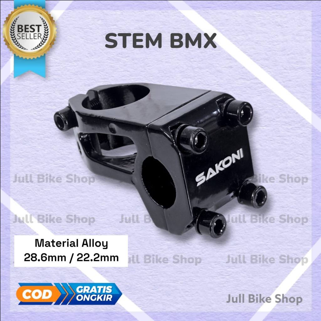 Stem BMX sakoni oversize 28.6mm stang 22.2mm aluminium alloy hitam head tiang penjepit stir fork gar