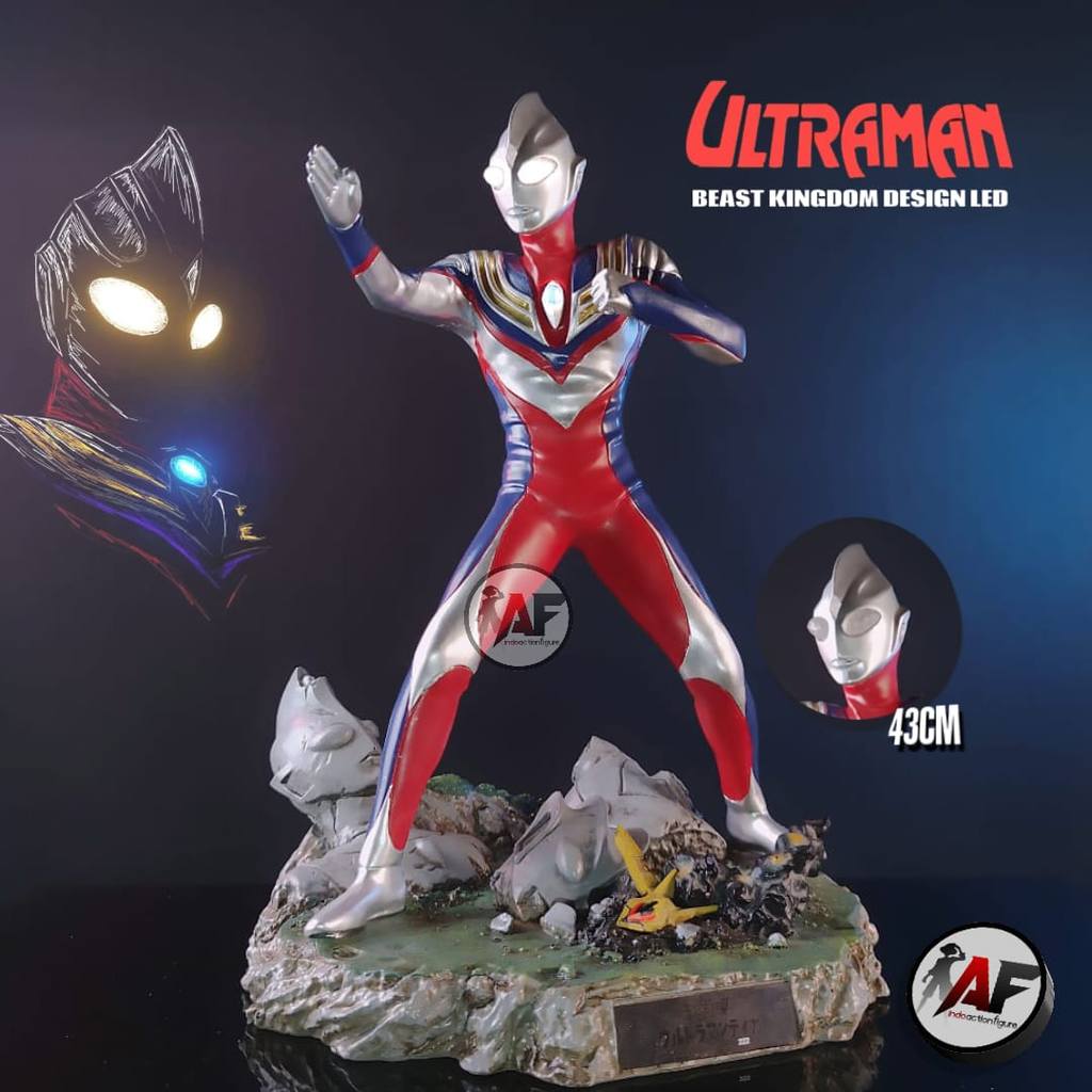 Statue Action Figure Ultraman Tiga Beast Kingdom Resin with LED