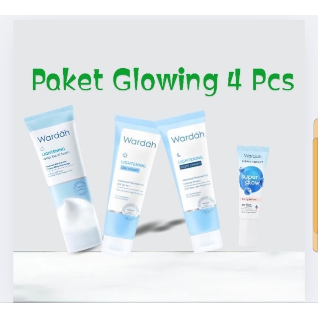 Wardah Paket Lightening Pemutih wajah Glowing / Penghilang Flek Hitam dan Bekas Jerawat
