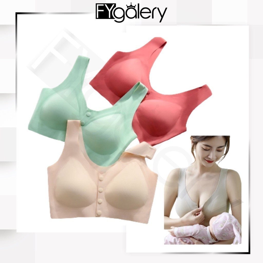 FYGALERY BRA522 Bra Sport Tanpa Kawat Kancing Depan Bahan Lembut BH Kehamilan Menyusui Sportbra Olah