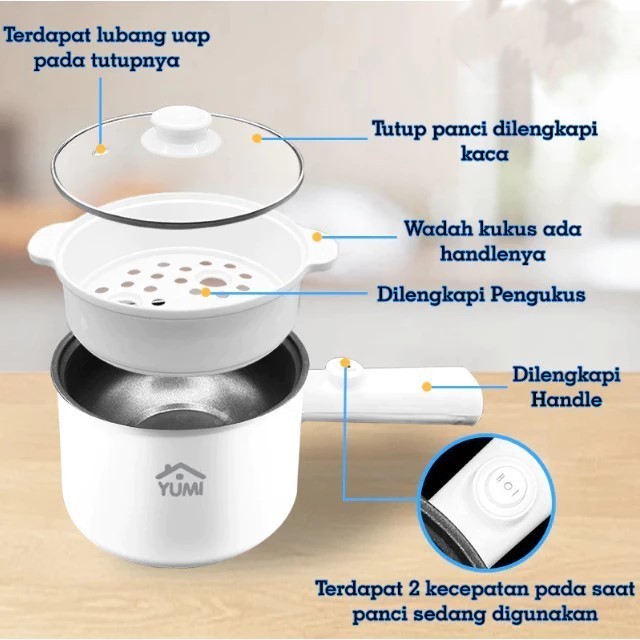 PANCI LISTRIK 3 IN 1 UKURAN 1.5 L YOSSI / ALAT MASAK UNTUK KUKUS GORENG / PANCI MULTIFUNGSI ALA JEPA