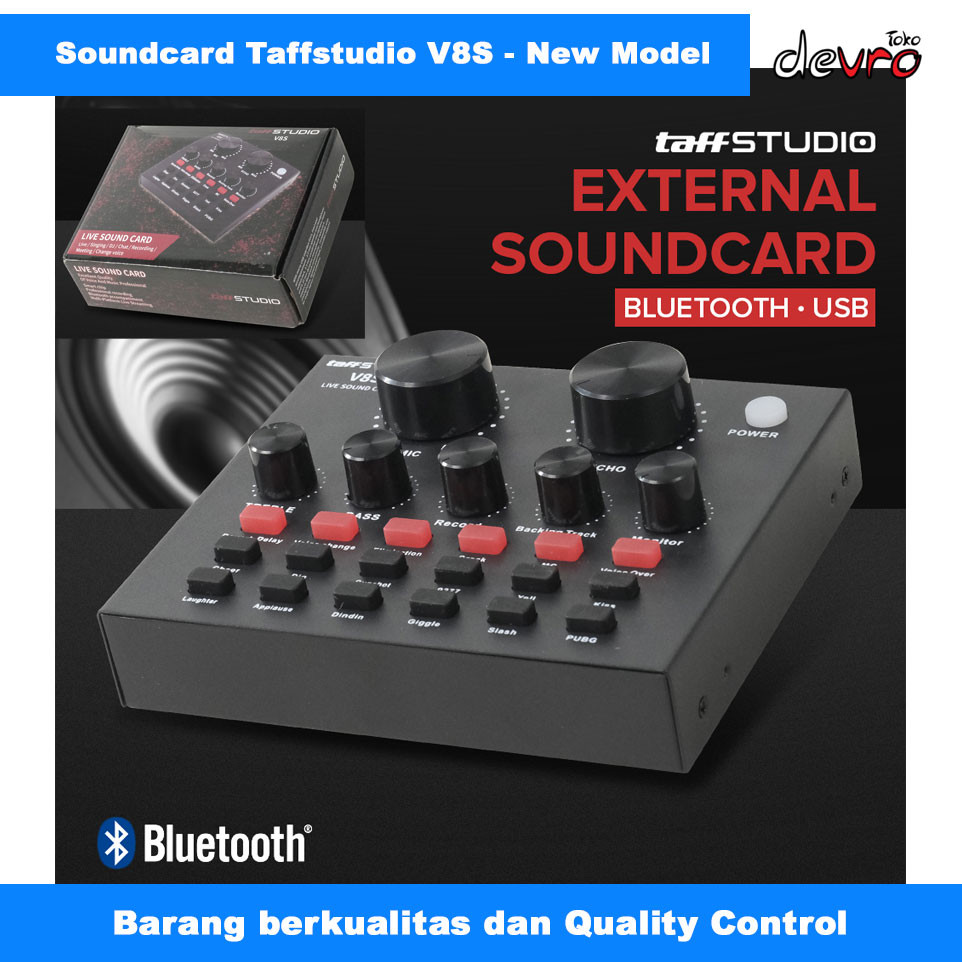 TAFFSTUDIO USB External Soundcard V8 V8S V8 PLus V8 PRO Live Broadcast Bluetooth - Sound Card V8 V8U