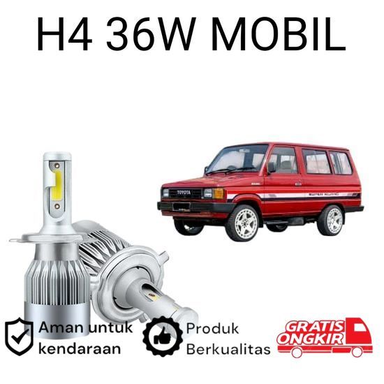 2pcs Lampu Utama LED H4 COB 36Watt Mobil Toyota kijang Super Koko