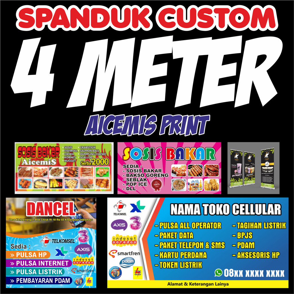 4 Meter |  spanduk konter hp | banner konter pulsa | spanduk banner etalase konter pulsa | poster et