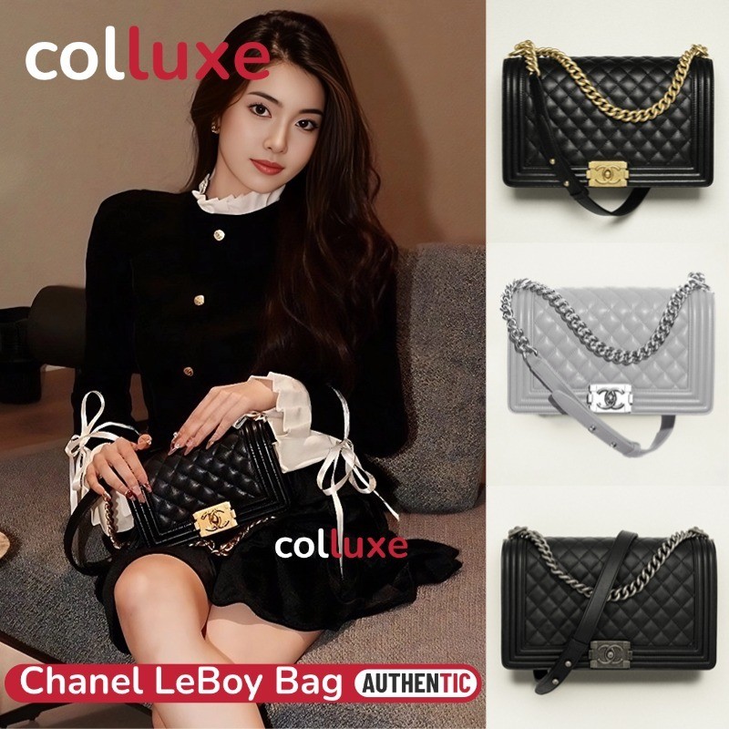 Chanel Le Boy Shoulder Bag Caviar Leboy  Calfskin tas belakang hitam GHW