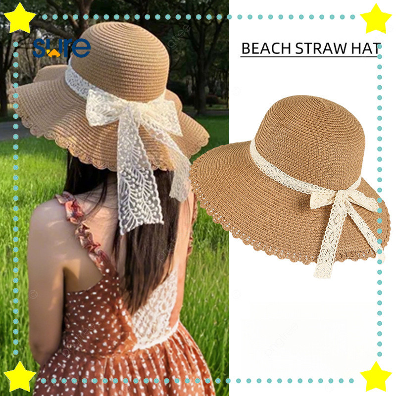 Topi Pantai untuk Wanita Musim Panas Gaya Korea Topi Matahari Serbaguna untuk Jalan-jalan di Pantai 