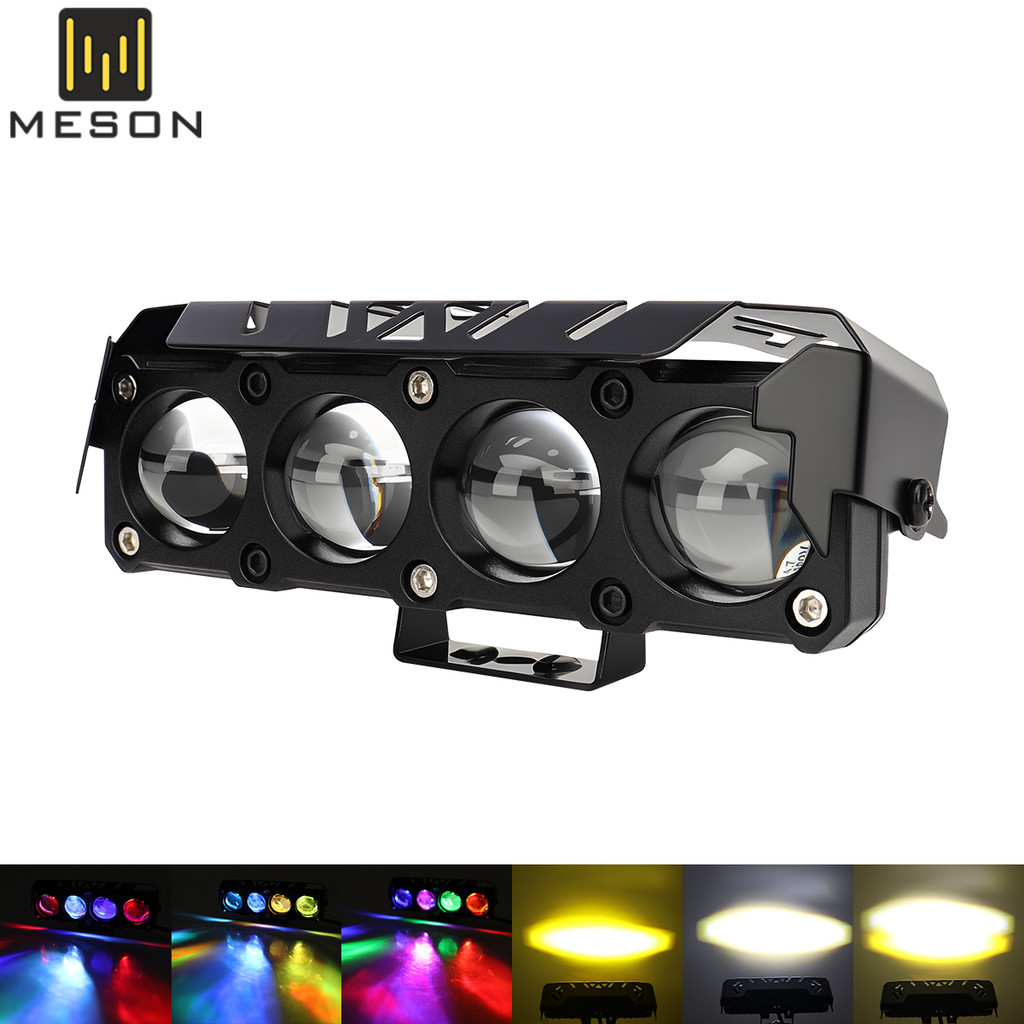 Motorcycle LED Spotlight 30W Fog Lamps 9V-80V Headlight Dual Color RGB Work Light 4 Lens 3570 Chip f
