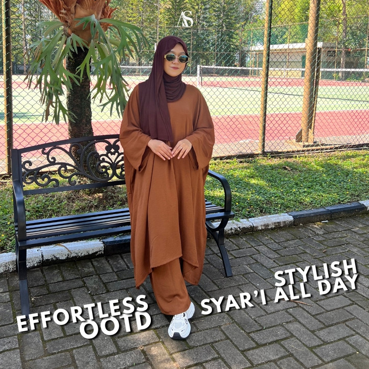 Setelan Wanita Bella Set Tunik Oversize + Kulot Palazo Stelan Wanita Syar'i dres wanita Gamis jumbo