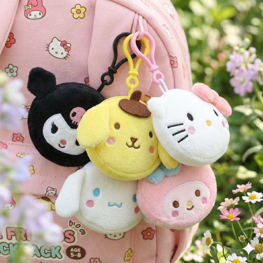 Dompet Koin Kain Bulu Animal Premium Ala Korea Cute / Gantungan Kunci / Pouch / Resleting / Boneka