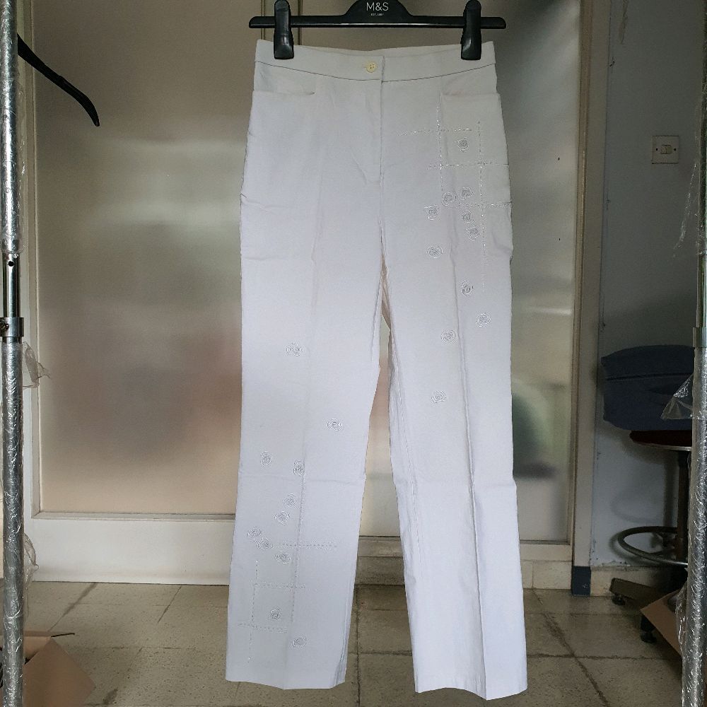V celana panjang wanita mark dimon putih stretch melar preloved seken Nyaman Kancing Karet