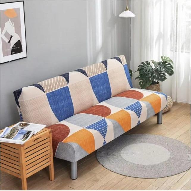 CSB178 Cover Sofa Bed Sarung Sofa Motif Import kain dekorasi - Geometri Biru, Kecil