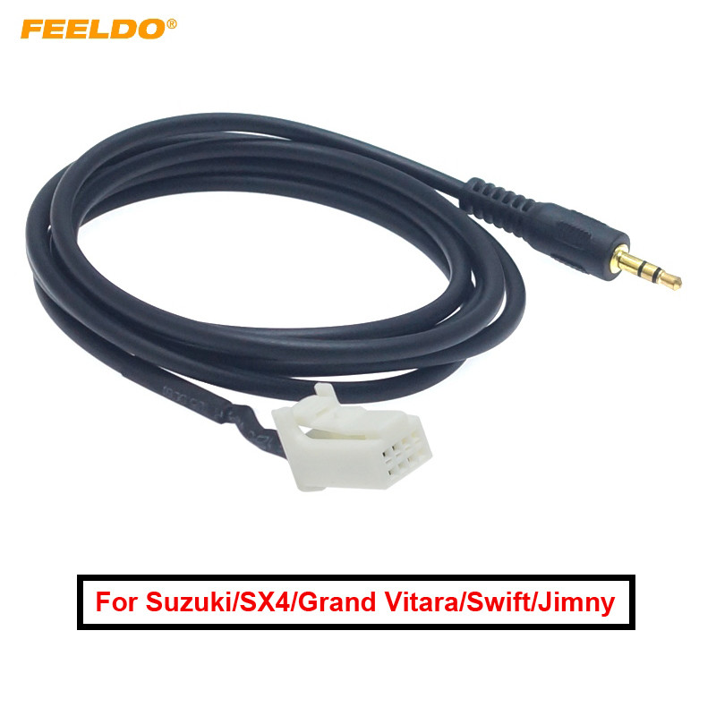 FEELDO 1Pc Car 3.5MM Male Jack AUX-IN Socket Auo Cable for Suzuki SX4 Grand Vitara Swift Jimny Exten