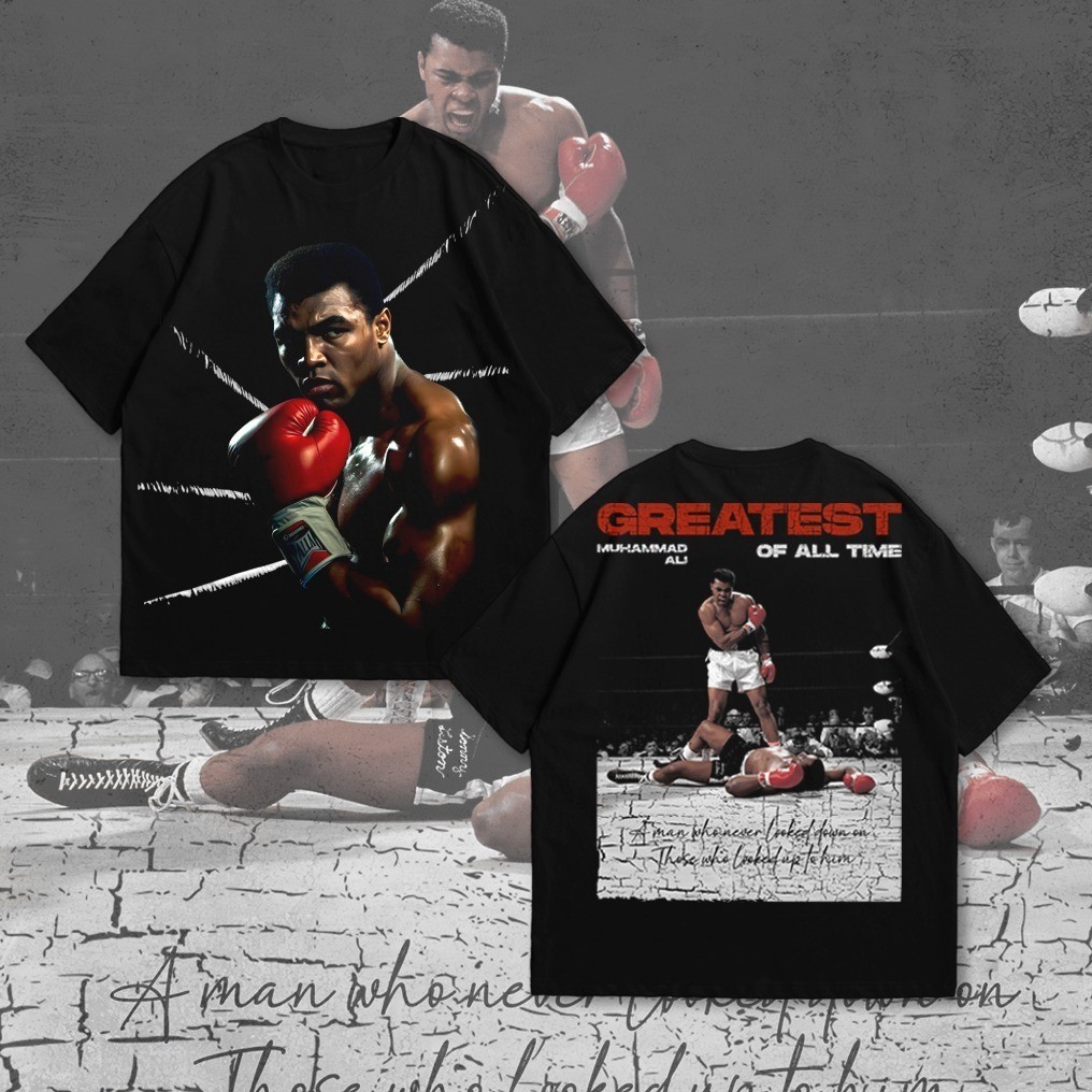 (COD) Baju Kaos P&B Oversize Muhammad Ali - T Shirt Muhammad Ali Oversized Black 20s