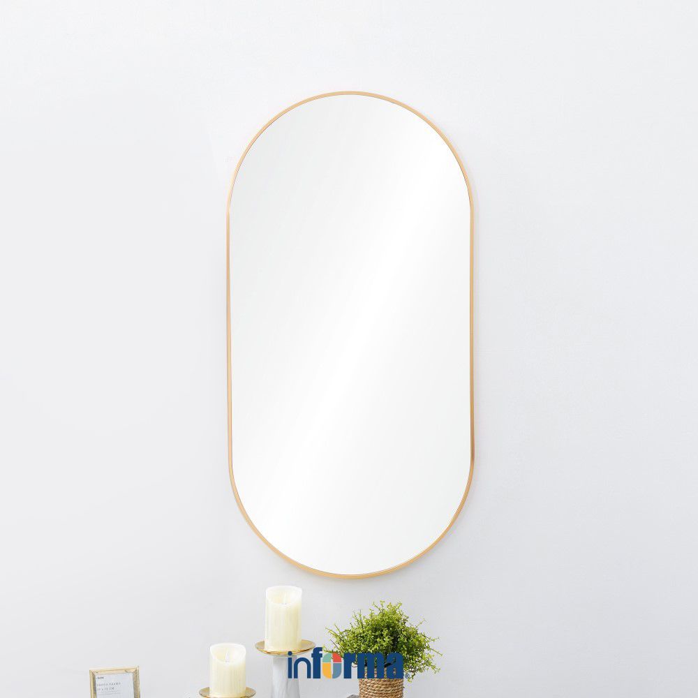 Informa 50X100 cm Cermin Dinding Dekorasi Oval U58 - Gold Wall Mirror Decoration Dekorasi Hiasan Din