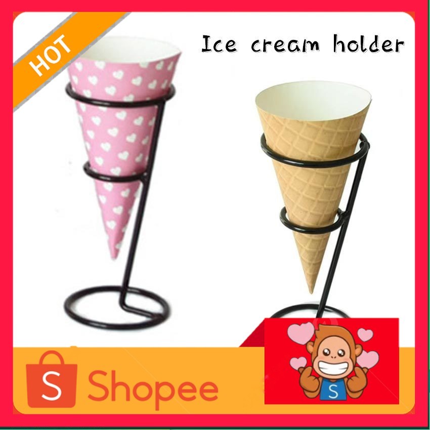 Display Ice Cream Cone Holder Bahan Metal / Rak Ice cream cone / Rak Es Krim / Etalase Makanan
