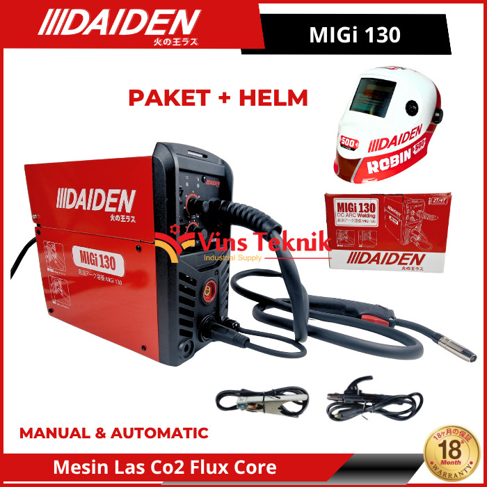DAIDEN MIGi 130 MIGi130 Mesin Las Argon Stanless Travo Las Inverter Trafo Las Co2 Flux Core Tanpa Ga