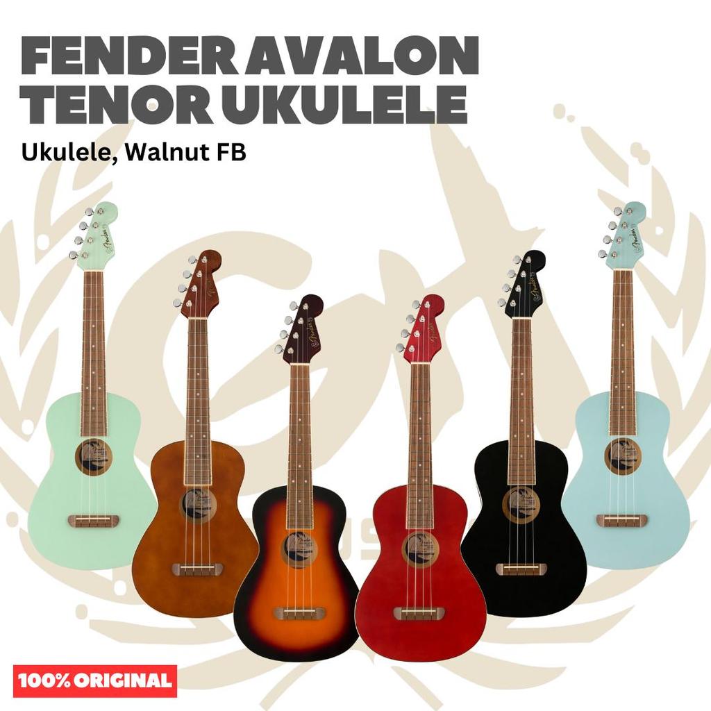 Fender Avalon Tenor Ukulele, Walnut FB - Ukulele 4-senar Original Asli