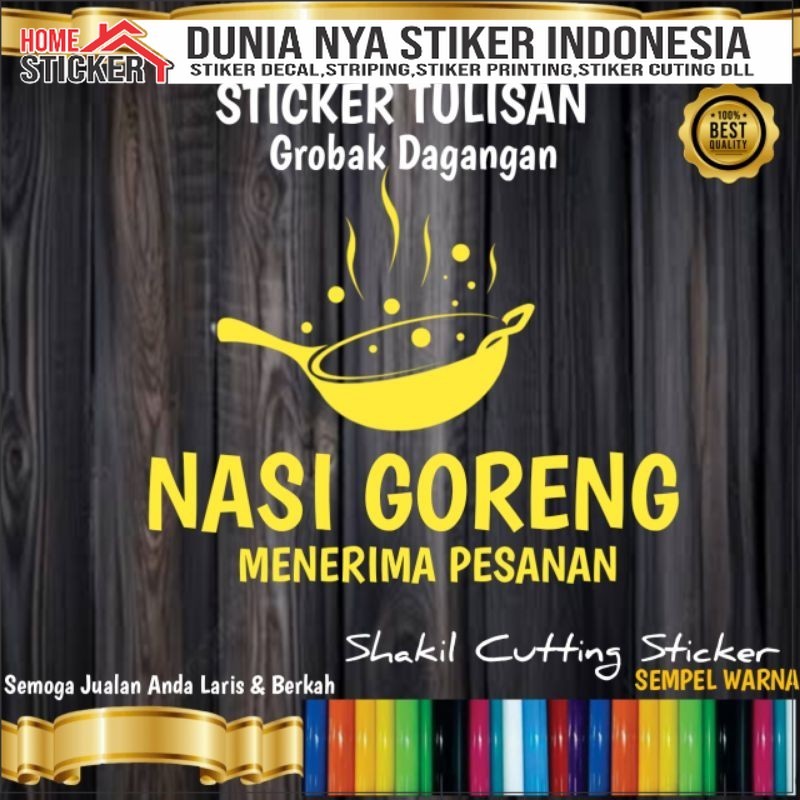 Sticker Cutting Tulisan Nasi Goreng Untuk Nama Jualan Di Grobak & Etalase