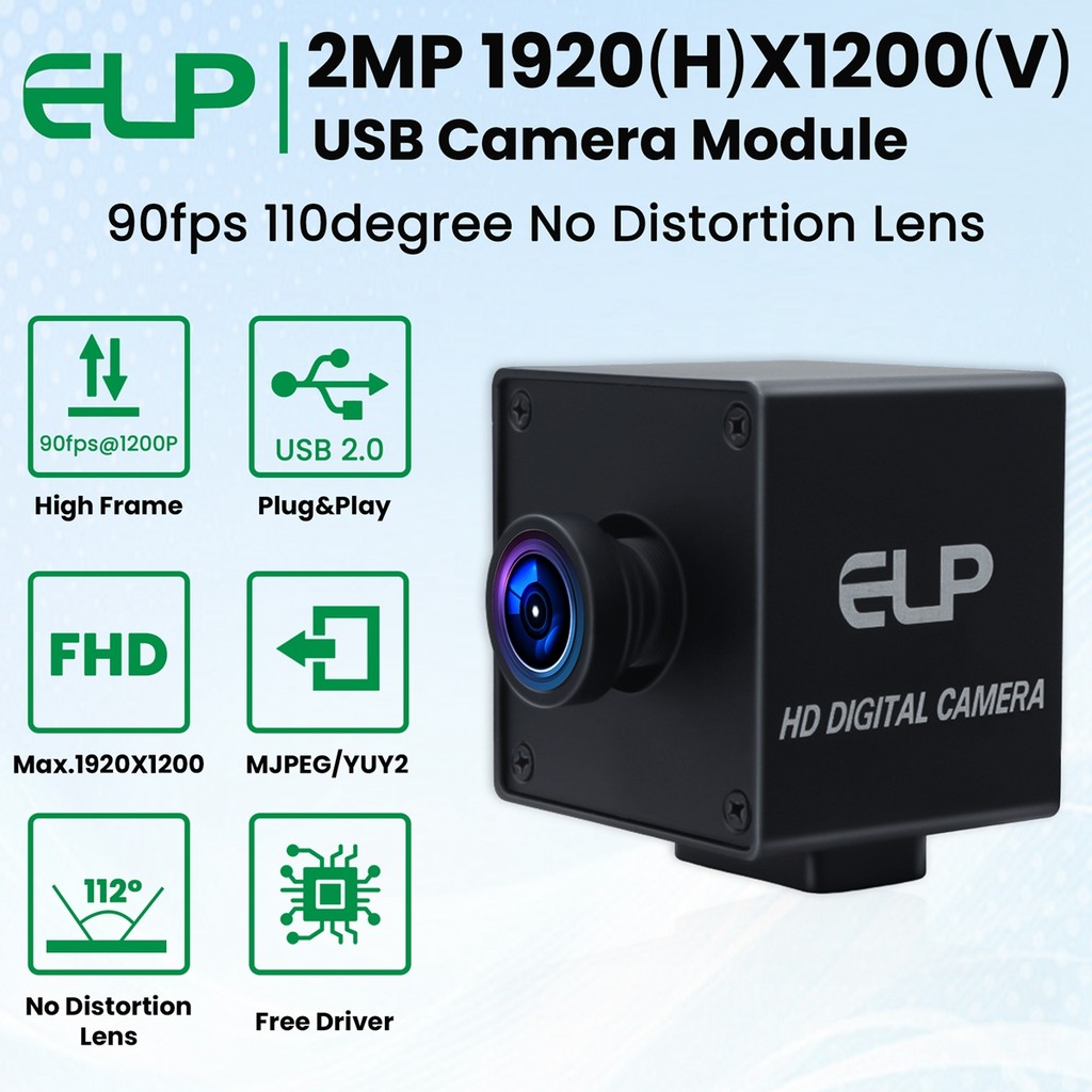 ELP Global Shutter 1200P USB Camera 1080P 90fps High Speed Webcam AR0234 Industrial Wide Angle Camer