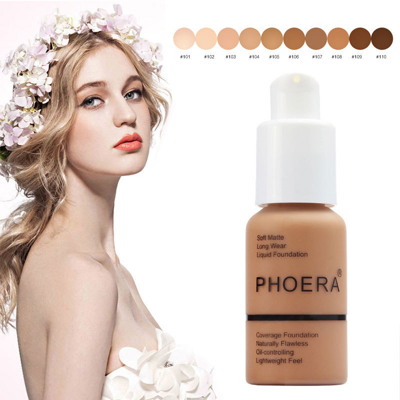 30ML PHOERA Foundation Makeup Base Cream Mineral Touch Whitening Concealer Soft Matte Oil-control Ho