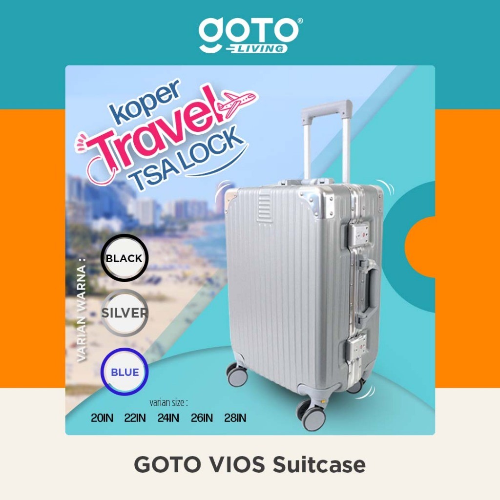 (Special Offer) Goto Vios Koper Kabin Bagasi Roda Traveling Suitcase TSA Lock Travel