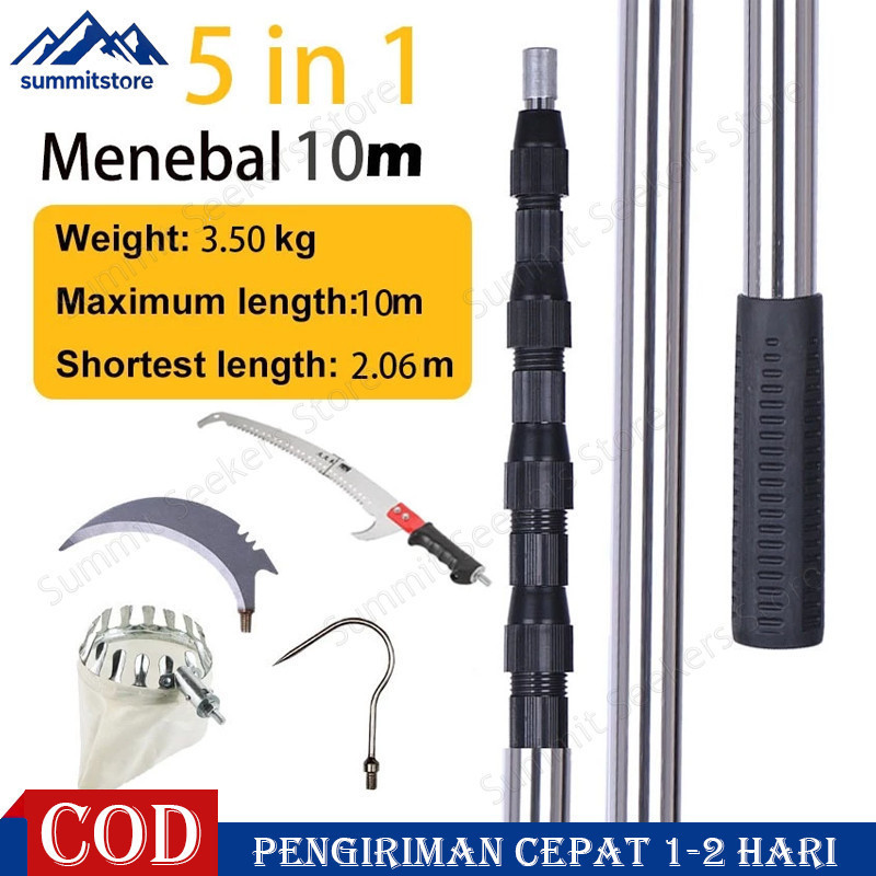 6 in1 7M Tongkat Panjang Untuk Petik Buah /metal fruit picker /galah pemetik buah 10 meter/tongkat p
