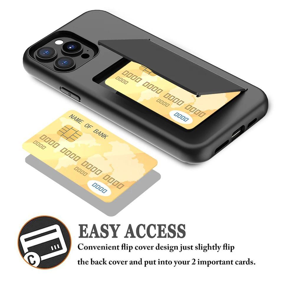 Casing Untuk iPhone 16 Pro Max 16Plus 16Pro 15 14 13 Dompet 3 Slot Kartu Tempat Kartu Kredit Casing 